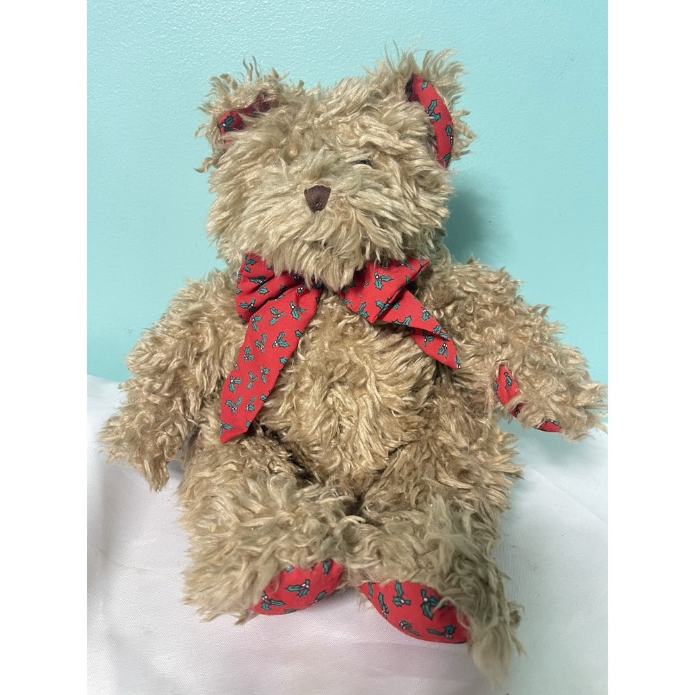Christmas‎ Brown Plush 13" Teddy Bear Stuffed Animal. Bin T